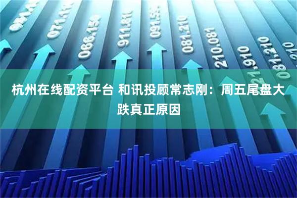 杭州在线配资平台 和讯投顾常志刚：周五尾盘大跌真正原因