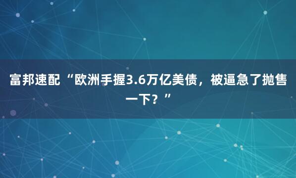 富邦速配 “欧洲手握3.6万亿美债，被逼急了抛售一下？”